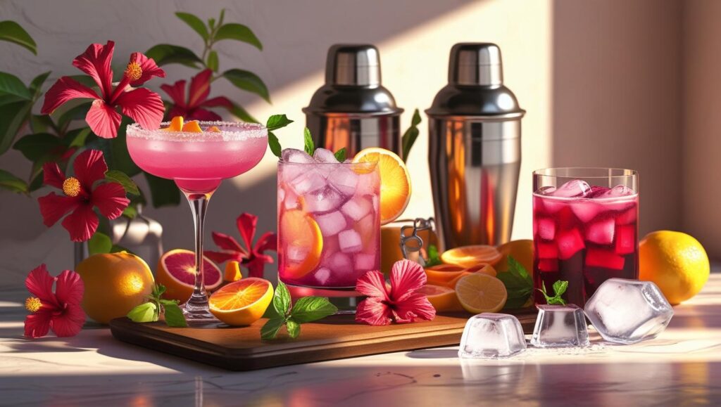 Hibiscus Margarita _ Sangria (non-alcoholic or with wine) and preparatory items (1)