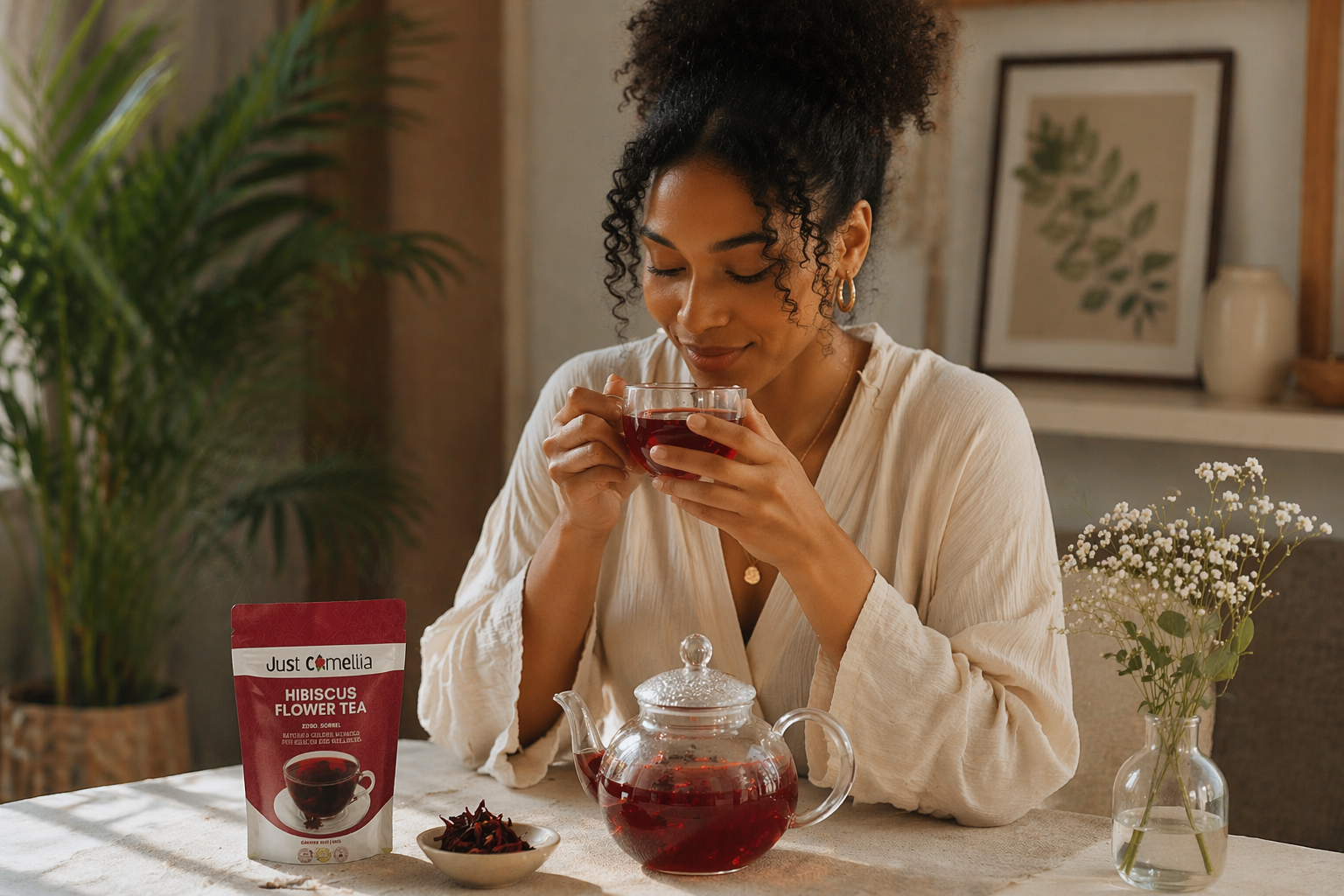 Botanical tea being poured